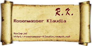 Rosenwasser Klaudia névjegykártya